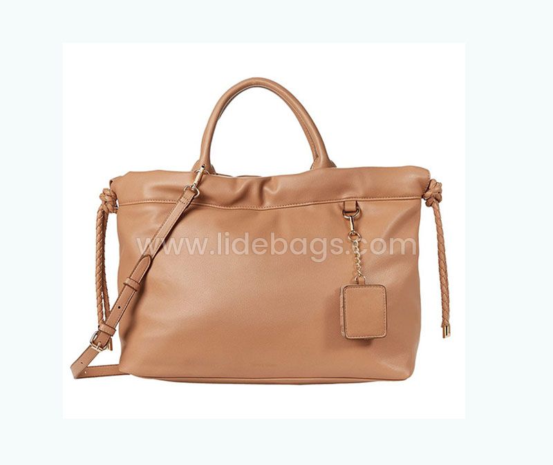 7959 Tan pu leather tote bag